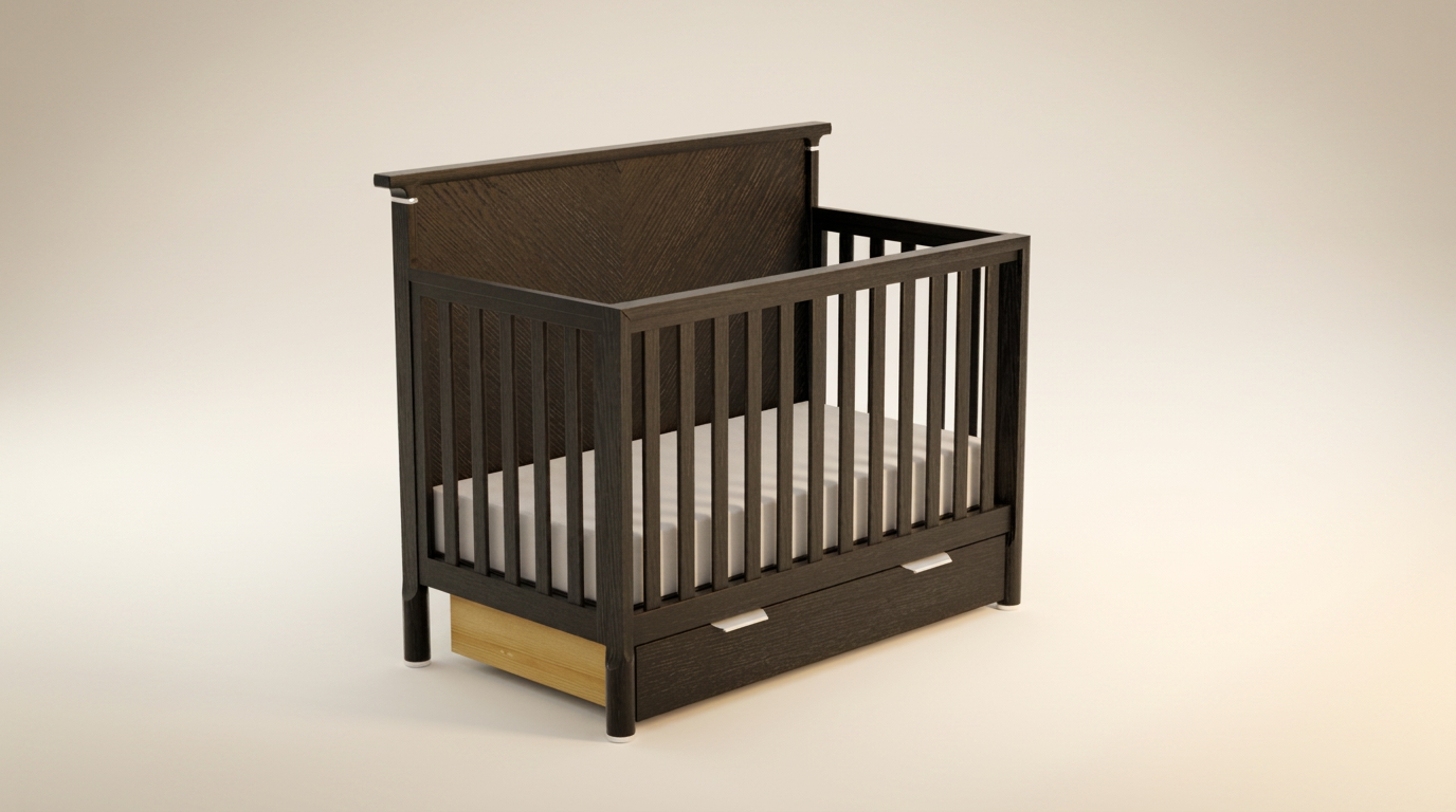 Convertible baby crib OEM manufacturer Vietnam — solid wood corner posts